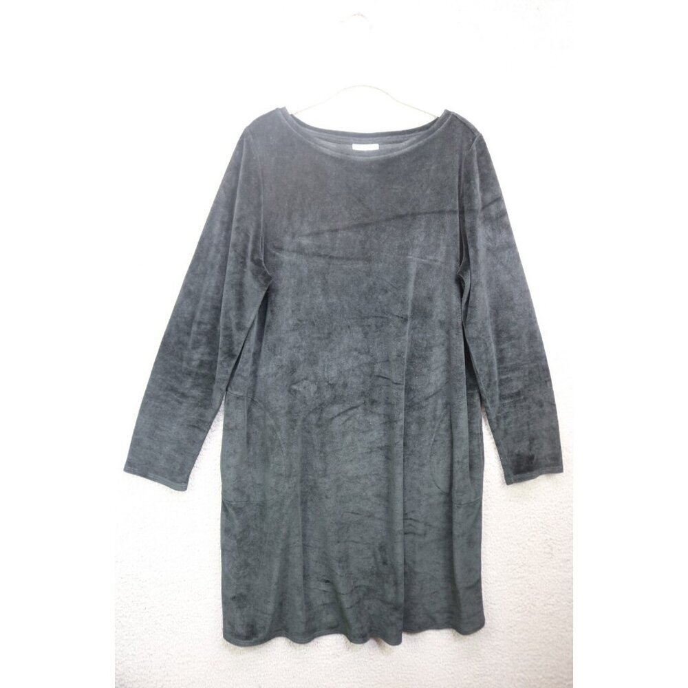 Pure Jill Black Long Sleeve Velour Dress-Medium-Pima Cotton-Whimsigoth-Witchy